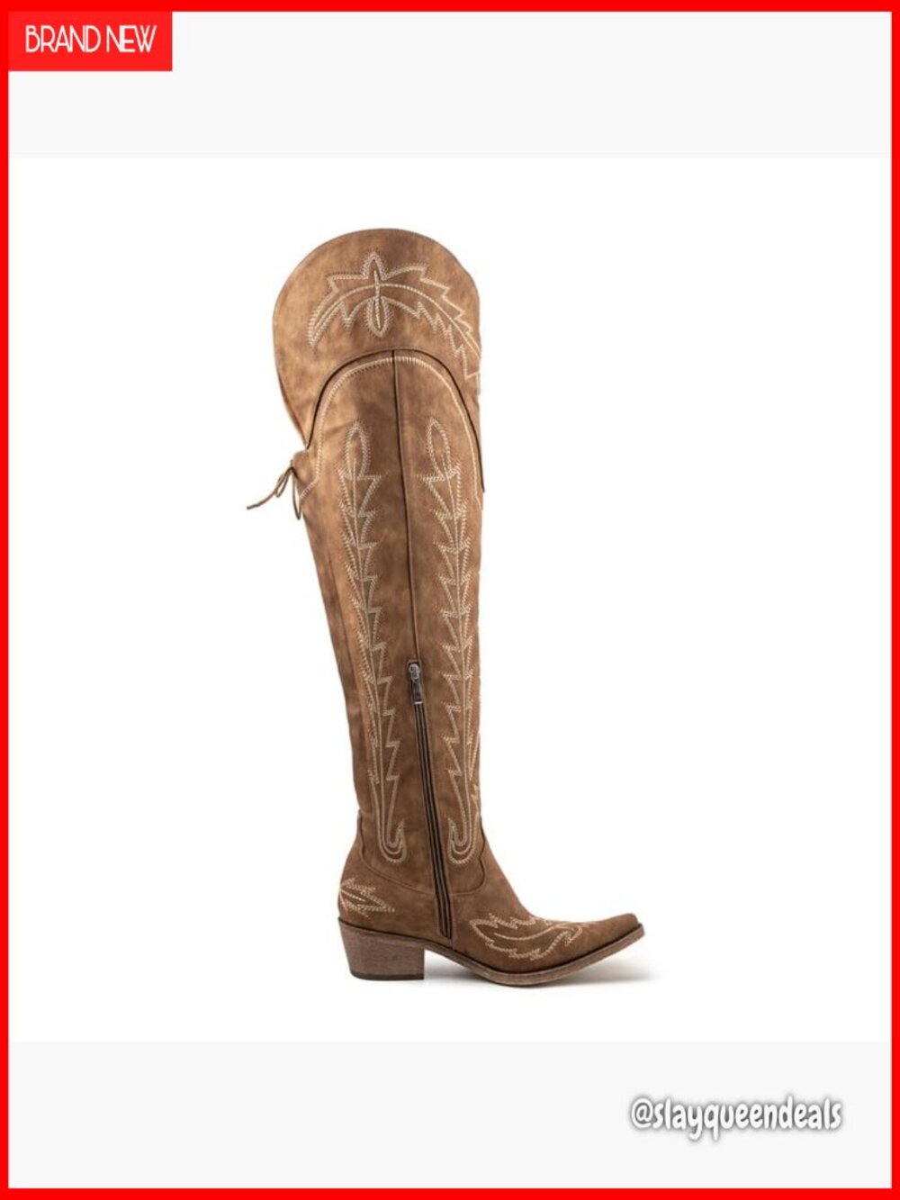 Thigh High Cowboy Boots Wide Calf Western Embroidered Over Knee - Picture 4 of 7